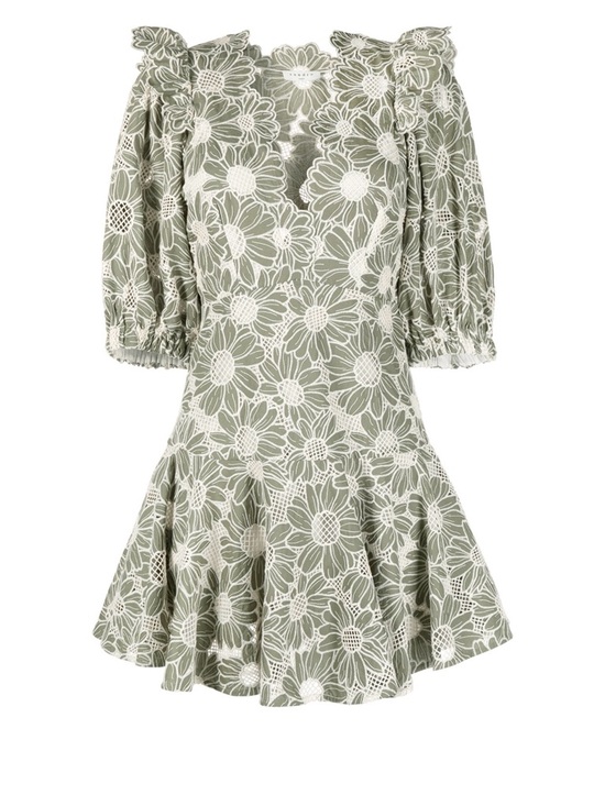 Sandro Dresses & Skirts - Sandro Sage Green Dress with White Floral Lace SZ 36